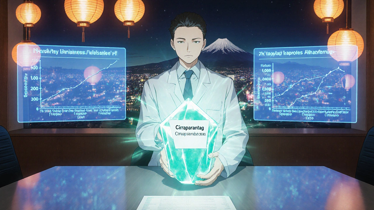 Doctors discussing the new universal reversal agent Ciraparantag in a futuristic conference room.