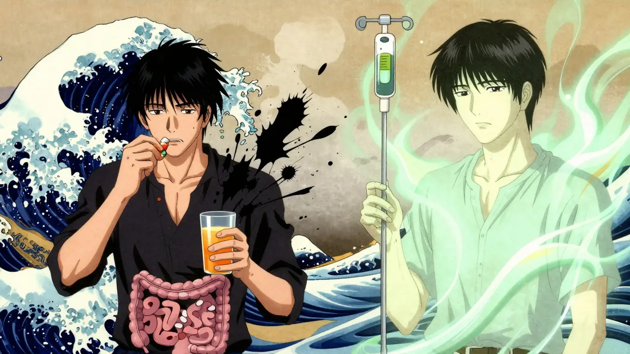 Anime comparison of oral vs IV iron treatment for restless legs