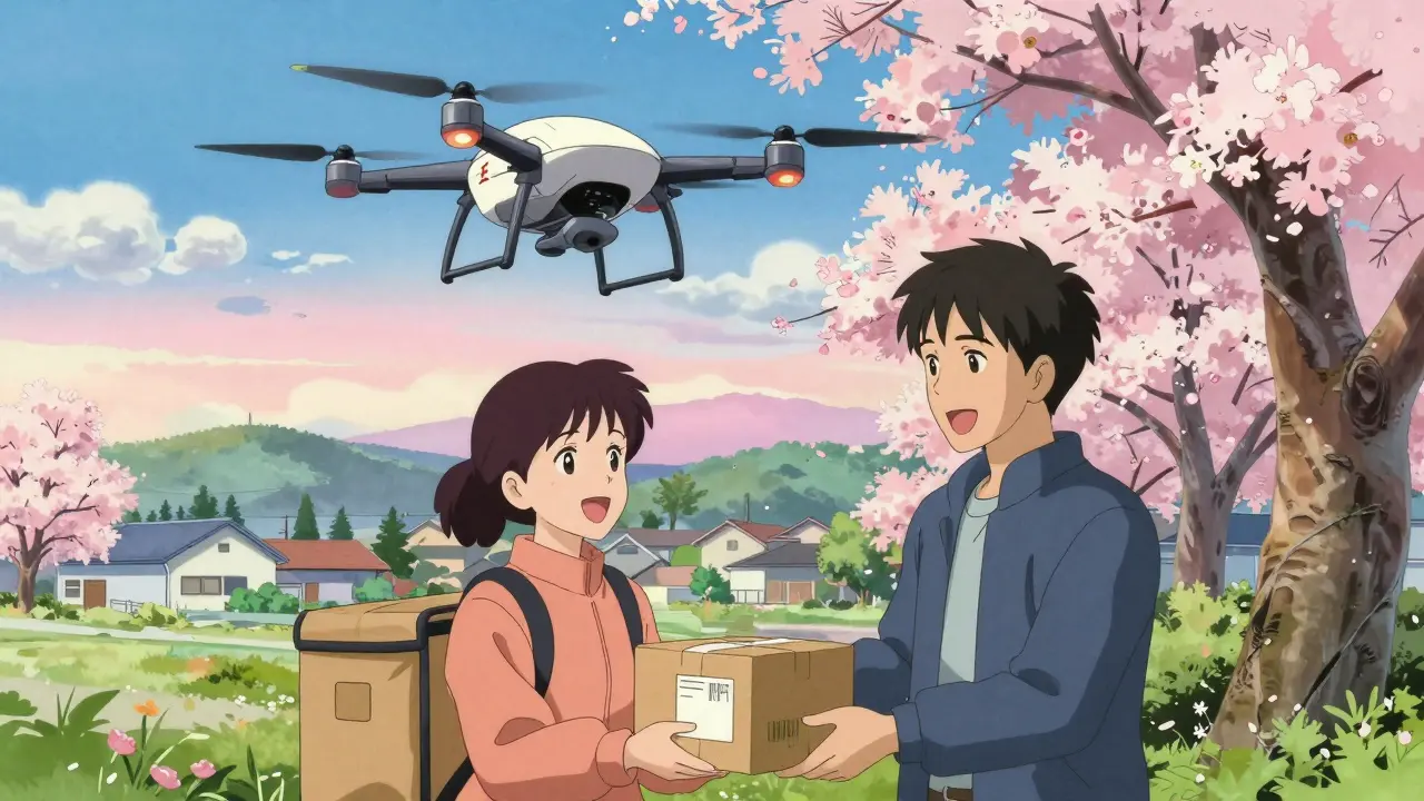 Anime style delivery of prescribed medication via drone